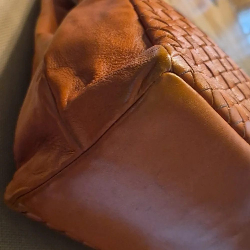 Bottega Veneta Persimmon Intrecciato Woven Leather Tote With Blue Suede Interior - Picture 5 of 14